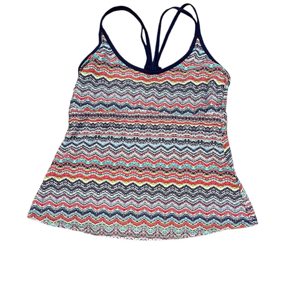 Mossimo Multicolored Aztec Chevron Print Razorback Tankini Swim Top Sz L